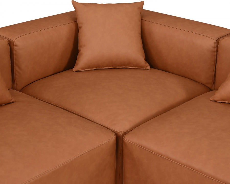 Cube Faux Leather Sectional Cognac from Meridian - Luna Furniture