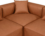 Cube Faux Leather Sectional Cognac from Meridian - Luna Furniture