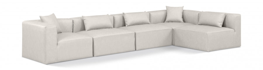 Cube Faux Leather Sectional Cream from Meridian - Luna Furniture