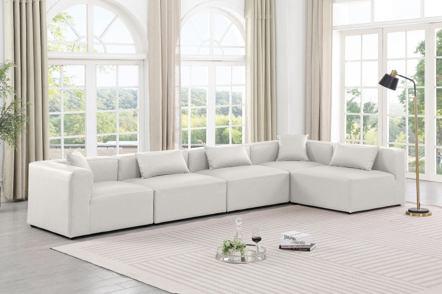 Cube Faux Leather Sectional Cream from Meridian - Luna Furniture