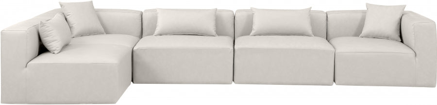 Cube Faux Leather Sectional Cream from Meridian - Luna Furniture