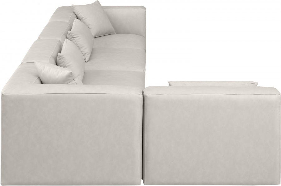 Cube Faux Leather Sectional Cream from Meridian - Luna Furniture