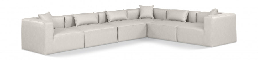 Cube Faux Leather Sectional Cream from Meridian - Luna Furniture