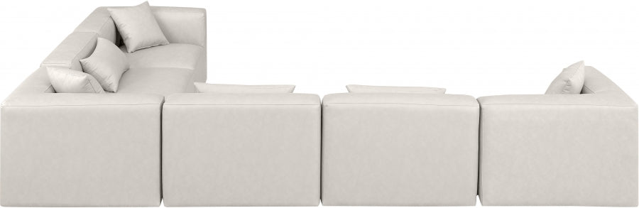 Cube Faux Leather Sectional Cream from Meridian - Luna Furniture