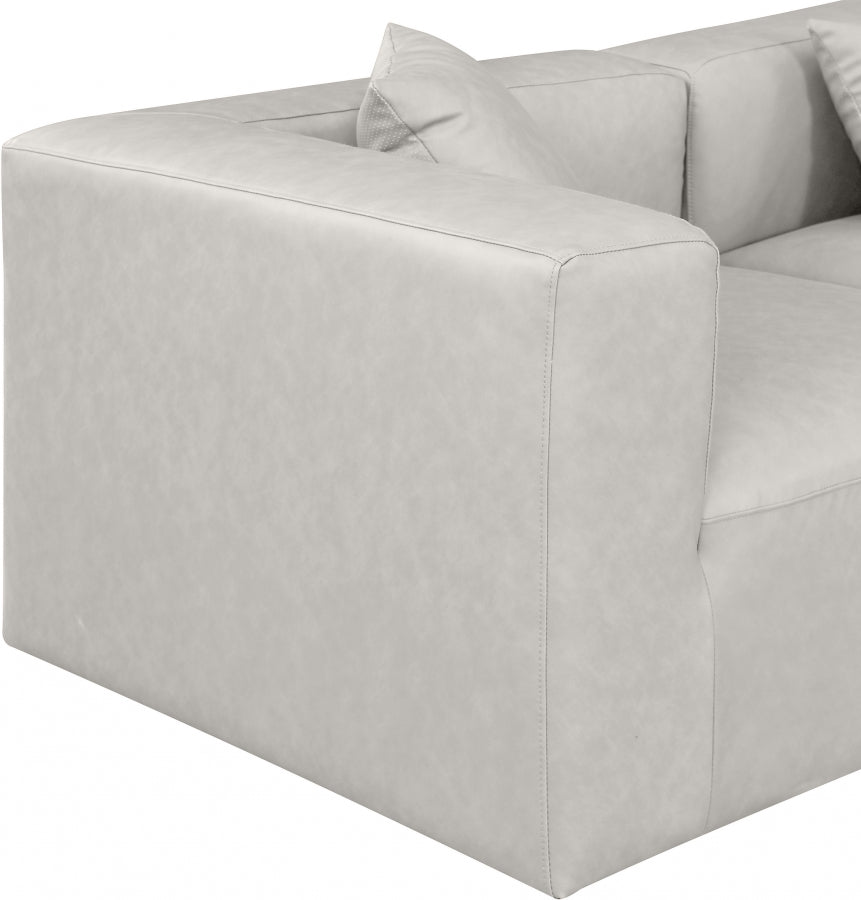 Cube Faux Leather Sectional Cream from Meridian - Luna Furniture