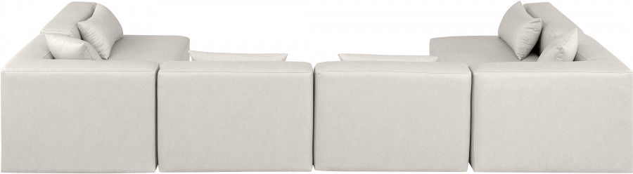 Cube Faux Leather Sectional Cream from Meridian - Luna Furniture