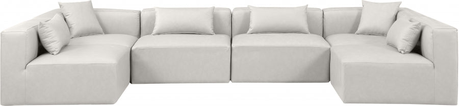 Cube Faux Leather Sectional Cream from Meridian - Luna Furniture