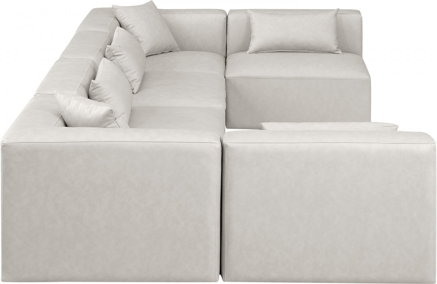 Cube Faux Leather Sectional Cream from Meridian - Luna Furniture