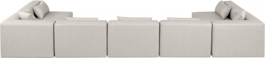 Cube Faux Leather Sectional Cream from Meridian - Luna Furniture