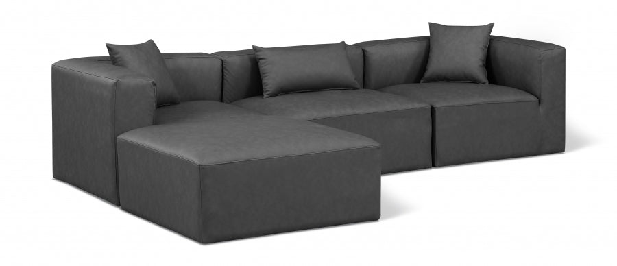 Cube Faux Leather Sectional Grey from Meridian - Luna Furniture