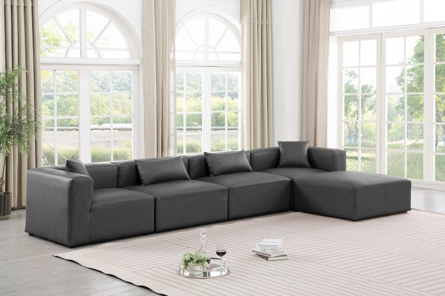 Cube Faux Leather Sectional Grey from Meridian - Luna Furniture