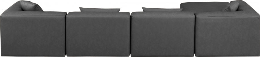 Cube Faux Leather Sectional Grey from Meridian - Luna Furniture