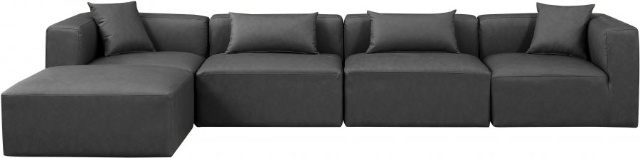 Cube Faux Leather Sectional Grey from Meridian - Luna Furniture