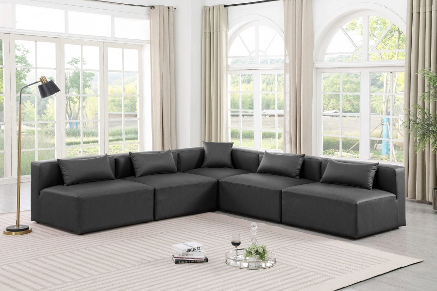 Cube Faux Leather Sectional Grey from Meridian - Luna Furniture