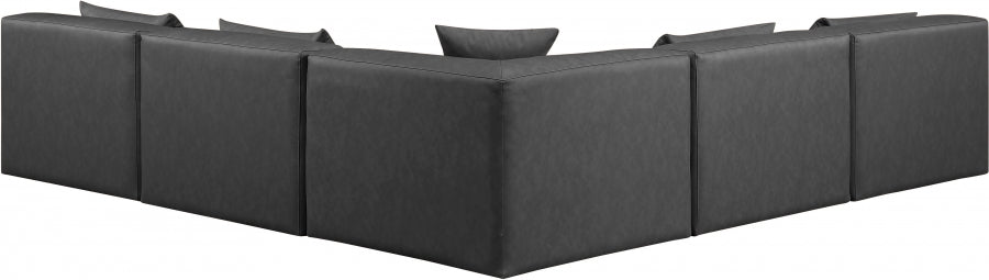 Cube Faux Leather Sectional Grey from Meridian - Luna Furniture