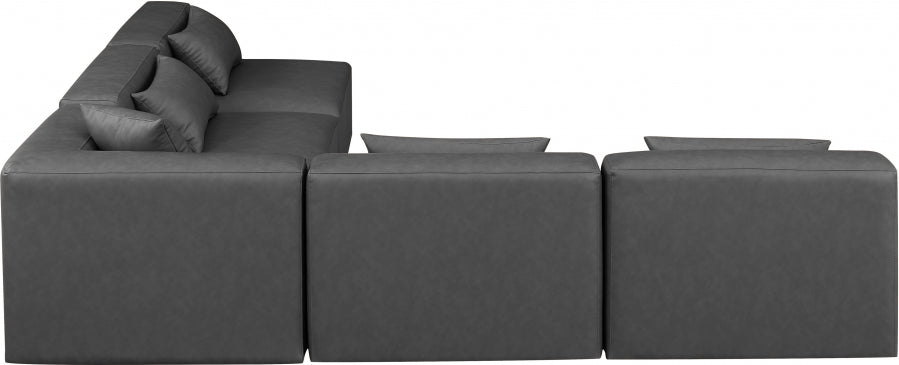 Cube Faux Leather Sectional Grey from Meridian - Luna Furniture