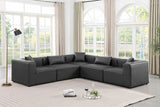 Cube Faux Leather Sectional Grey from Meridian - Luna Furniture