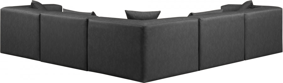 Cube Faux Leather Sectional Grey from Meridian - Luna Furniture