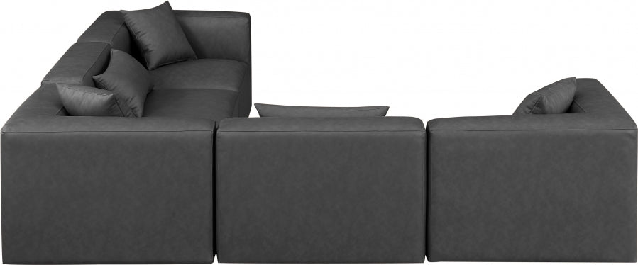 Cube Faux Leather Sectional Grey from Meridian - Luna Furniture