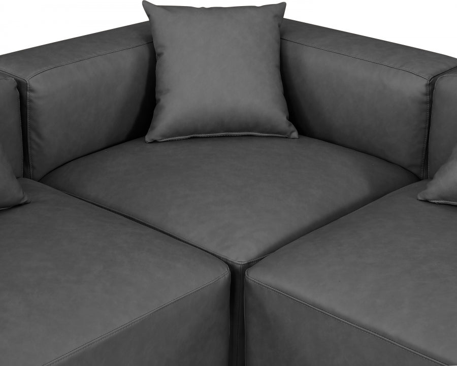 Cube Faux Leather Sectional Grey from Meridian - Luna Furniture