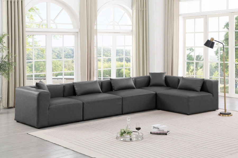 Cube Faux Leather Sectional Grey from Meridian - Luna Furniture