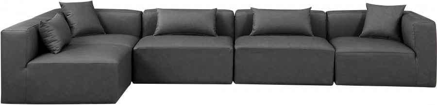 Cube Faux Leather Sectional Grey from Meridian - Luna Furniture