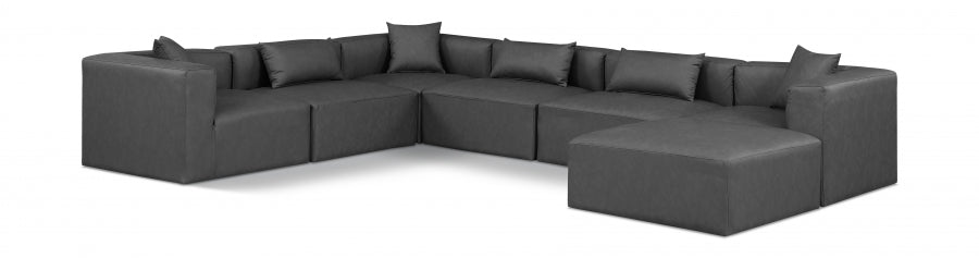 Cube Faux Leather Sectional Grey from Meridian - Luna Furniture