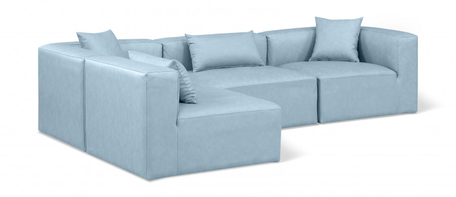 Cube Faux Leather Sectional Light Blue from Meridian - Luna Furniture