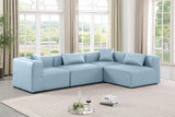 Cube Faux Leather Sectional Light Blue from Meridian - Luna Furniture