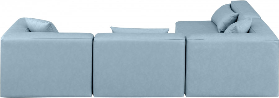 Cube Faux Leather Sectional Light Blue from Meridian - Luna Furniture