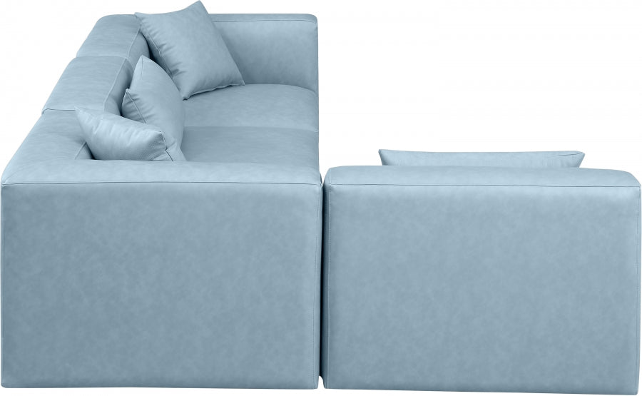 Cube Faux Leather Sectional Light Blue from Meridian - Luna Furniture