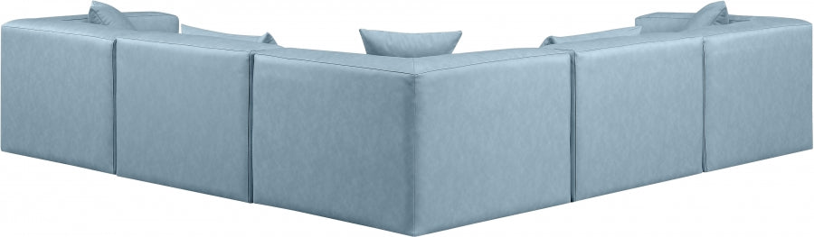 Cube Faux Leather Sectional Light Blue from Meridian - Luna Furniture