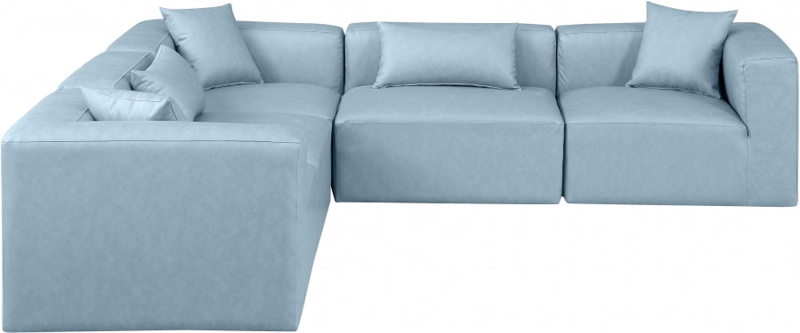 Cube Faux Leather Sectional Light Blue from Meridian - Luna Furniture