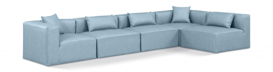 Cube Faux Leather Sectional Light Blue from Meridian - Luna Furniture