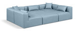 Cube Faux Leather Sectional Light Blue from Meridian - Luna Furniture