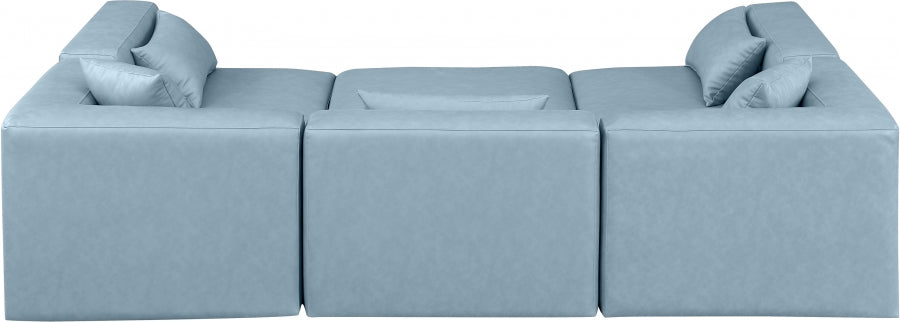 Cube Faux Leather Sectional Light Blue from Meridian - Luna Furniture