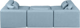 Cube Faux Leather Sectional Light Blue from Meridian - Luna Furniture