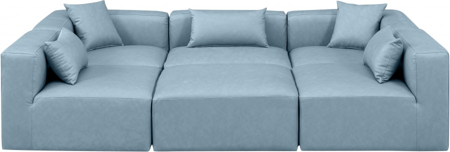 Cube Faux Leather Sectional Light Blue from Meridian - Luna Furniture