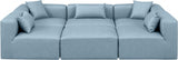 Cube Faux Leather Sectional Light Blue from Meridian - Luna Furniture