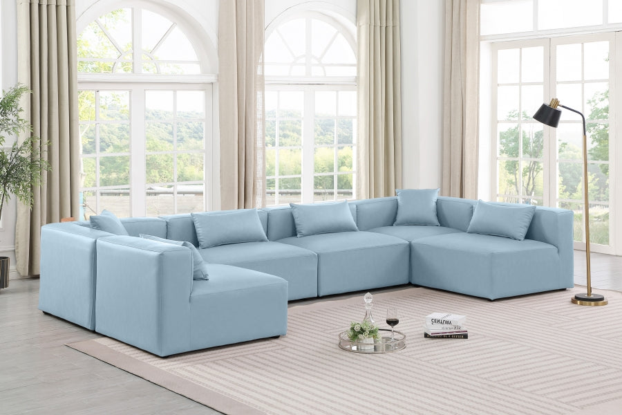 Cube Faux Leather Sectional Light Blue from Meridian - Luna Furniture