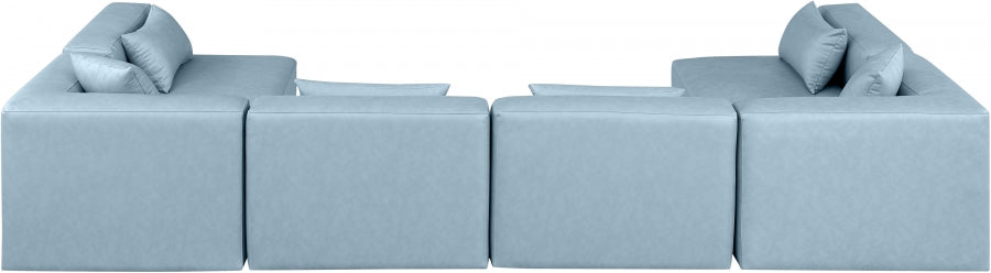 Cube Faux Leather Sectional Light Blue from Meridian - Luna Furniture