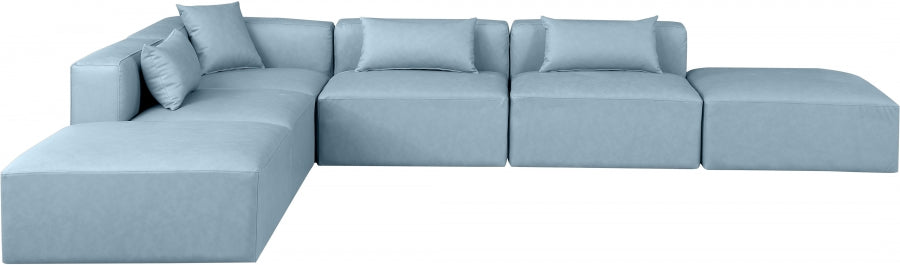 Cube Faux Leather Sectional Light Blue from Meridian - Luna Furniture