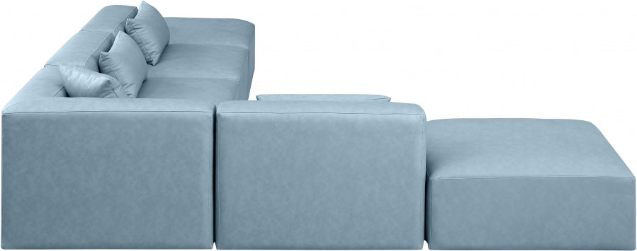 Cube Faux Leather Sectional Light Blue from Meridian - Luna Furniture