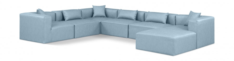 Cube Faux Leather Sectional Light Blue from Meridian - Luna Furniture