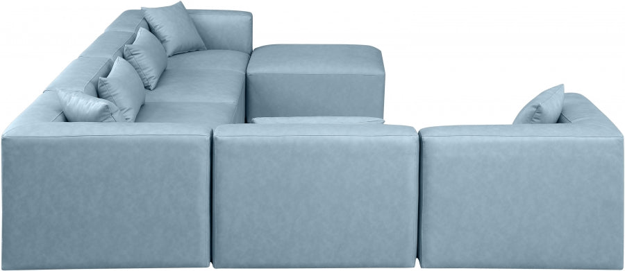 Cube Faux Leather Sectional Light Blue from Meridian - Luna Furniture