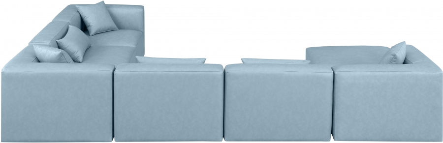 Cube Faux Leather Sectional Light Blue from Meridian - Luna Furniture