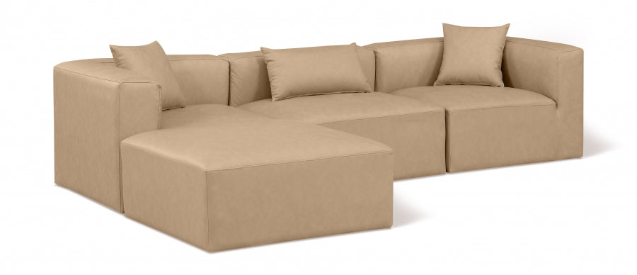 Cube Faux Leather Sectional Natural from Meridian - Luna Furniture