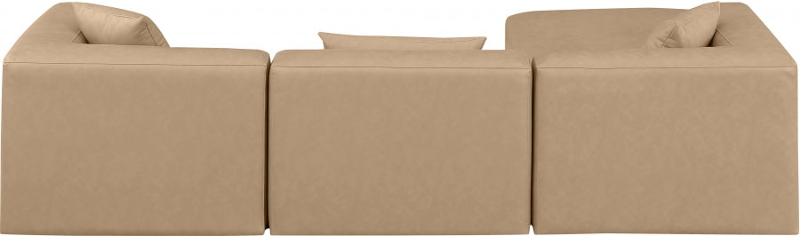 Cube Faux Leather Sectional Natural from Meridian - Luna Furniture