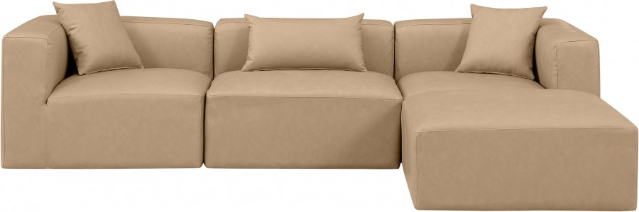 Cube Faux Leather Sectional Natural from Meridian - Luna Furniture