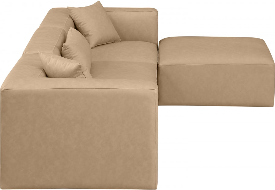 Cube Faux Leather Sectional Natural from Meridian - Luna Furniture